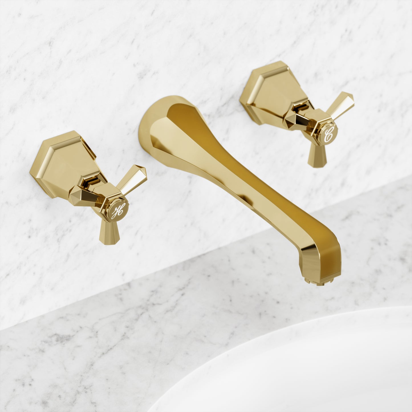 Eton Polished Brass Wall Mounted Basin Mixer Tap