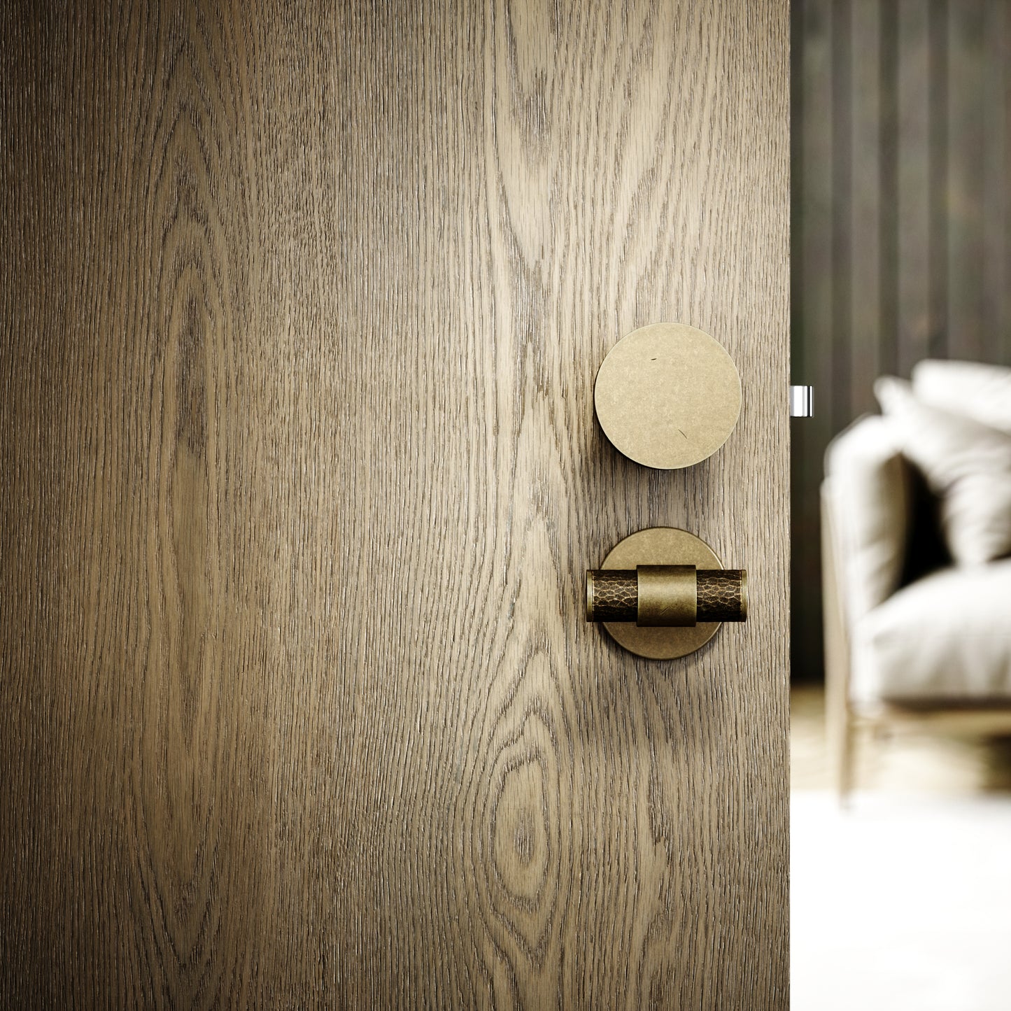 Grosvenor Aged Bronze Hammered Bathroom WC Knob & Round Thumbturn Set