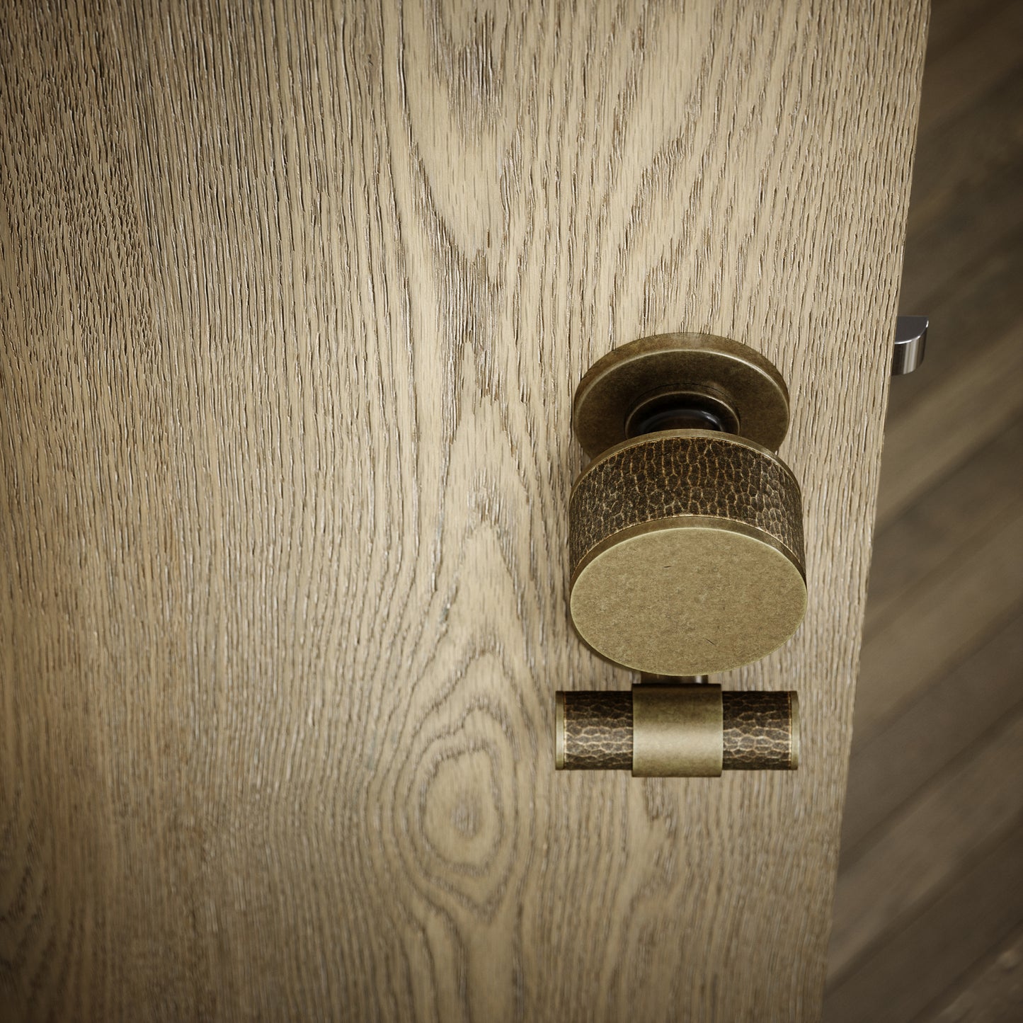 Grosvenor Aged Bronze Hammered Bathroom WC Knob & Round Thumbturn Set