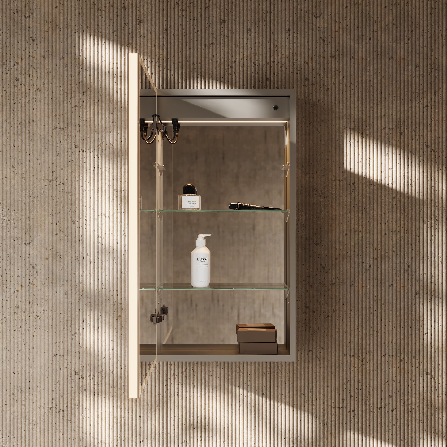 Lume Matte White LED Mirror Cabinet 400mm