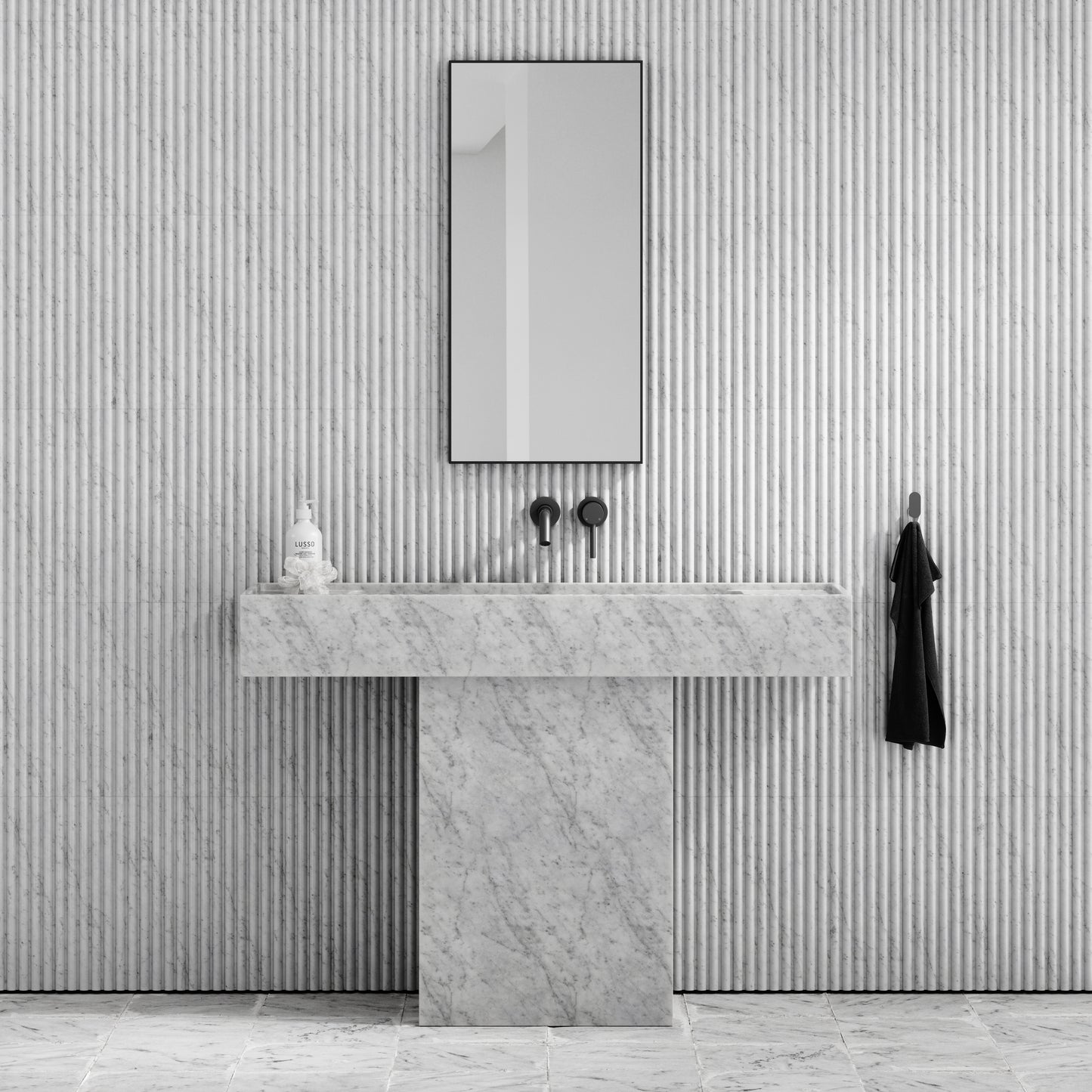 Concerto Carrara Marble Pedestal Basin 1200mm