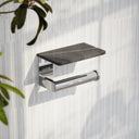 Deka Chrome Toilet Roll Holder with Pietra Grey Marble Shelf