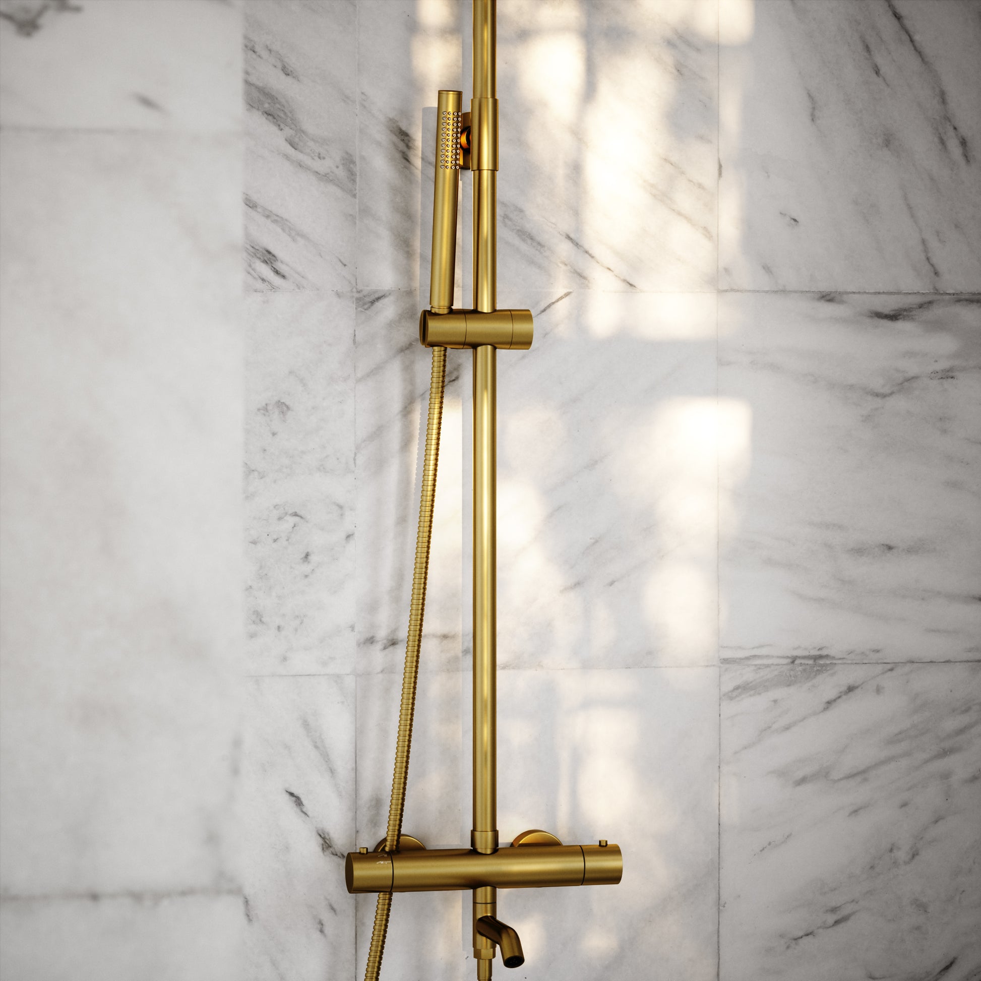 Elegance Brushed Gold Exposed Thermostatic 3 Way Shower