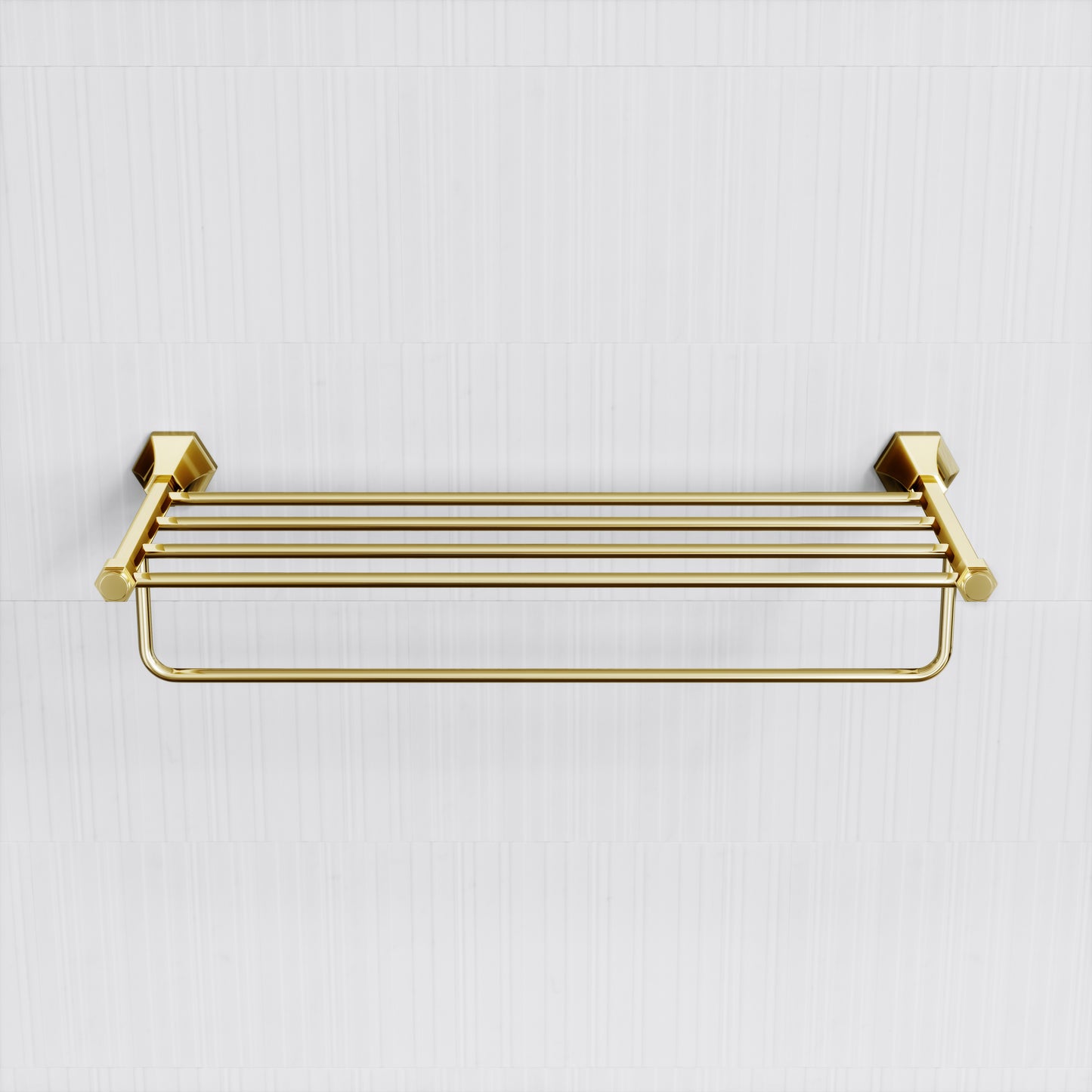 Eton Polished Brass Towel Shelf With Rail 600mm