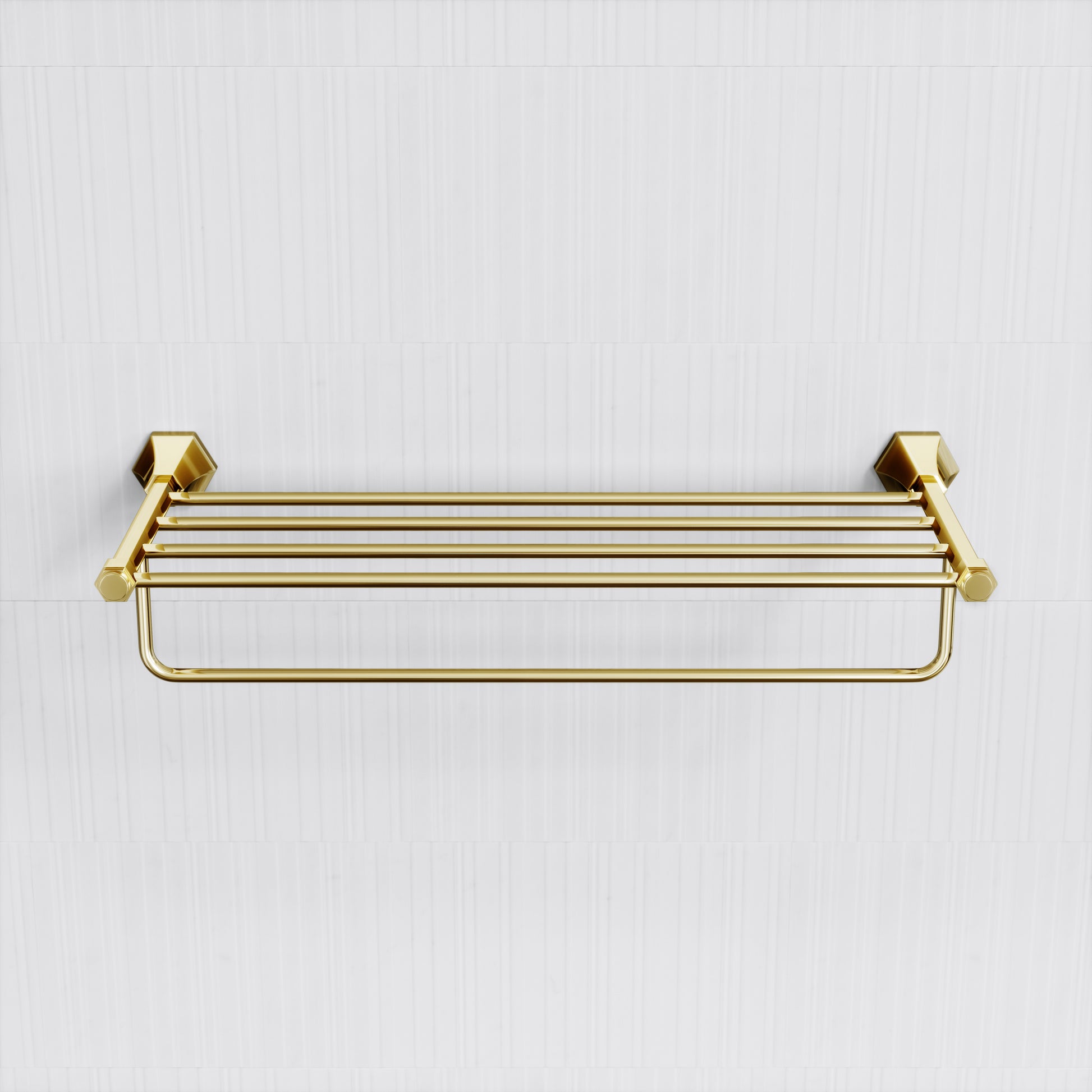 Eton Polished Brass Towel Shelf With Rail 600mm