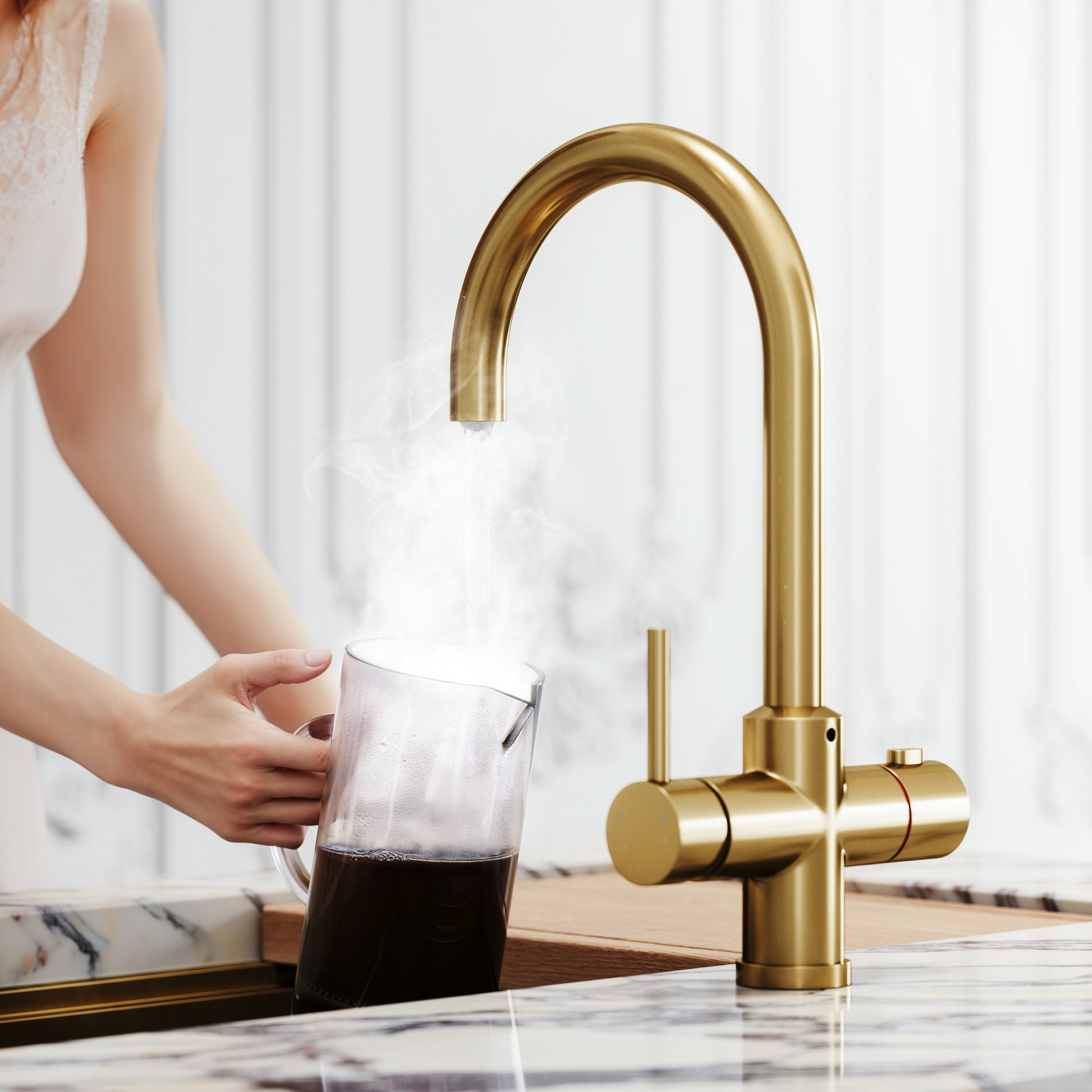 Filtrata Brushed Gold 4 in 1 Boiling Water Kitchen Tap