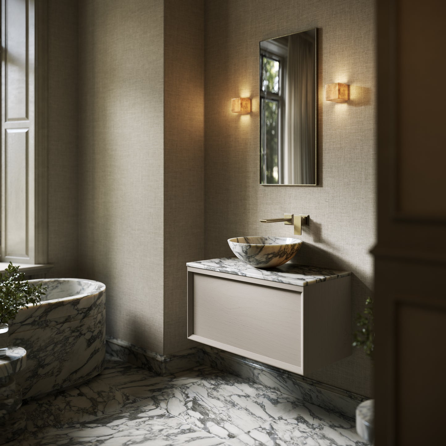 Italia Carrara Marble Countertop Basin 400mm