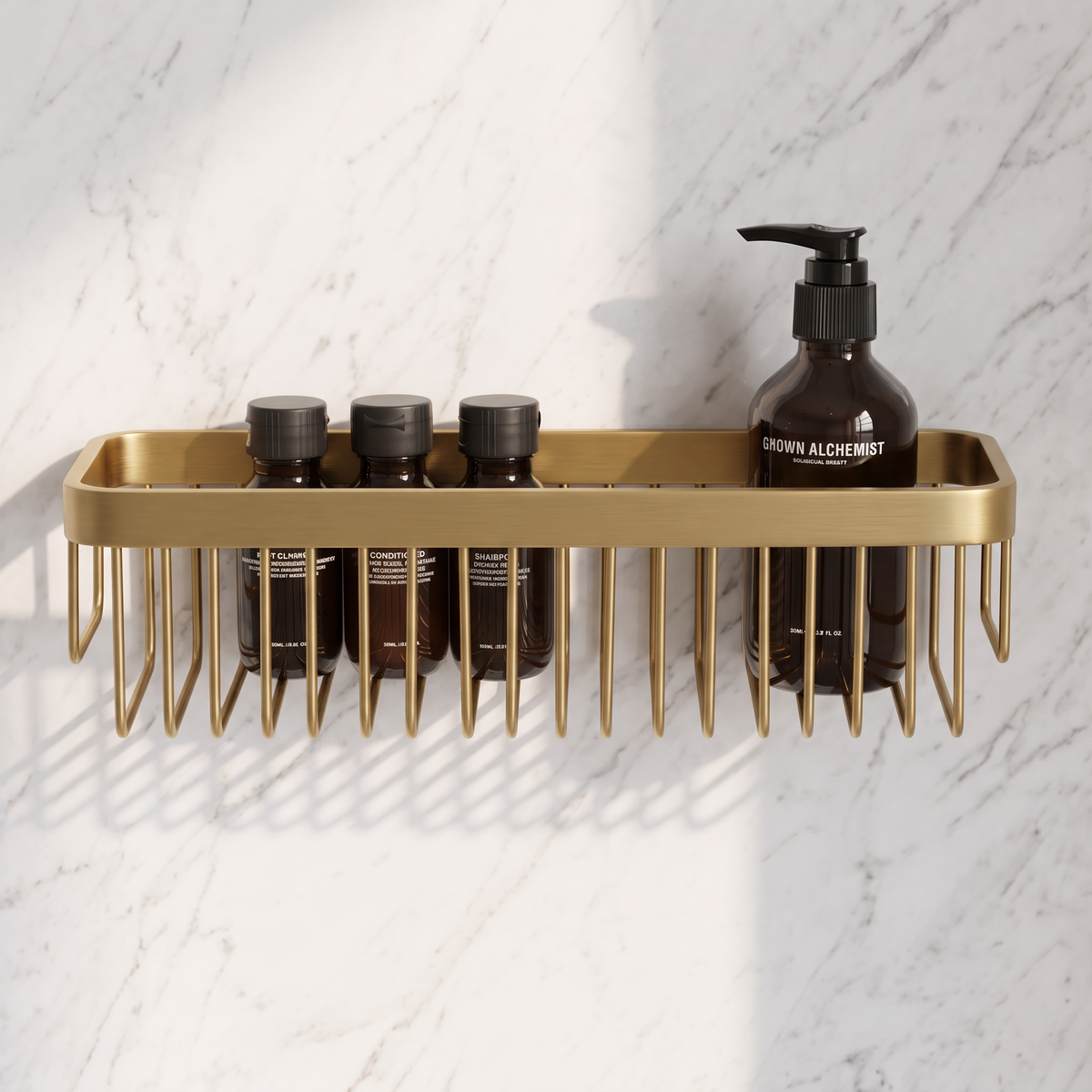 Luxe Brushed Gold Large Shower Storage Basket