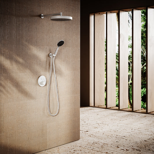 AcquaVita Matte White Push Button Rainfall Shower