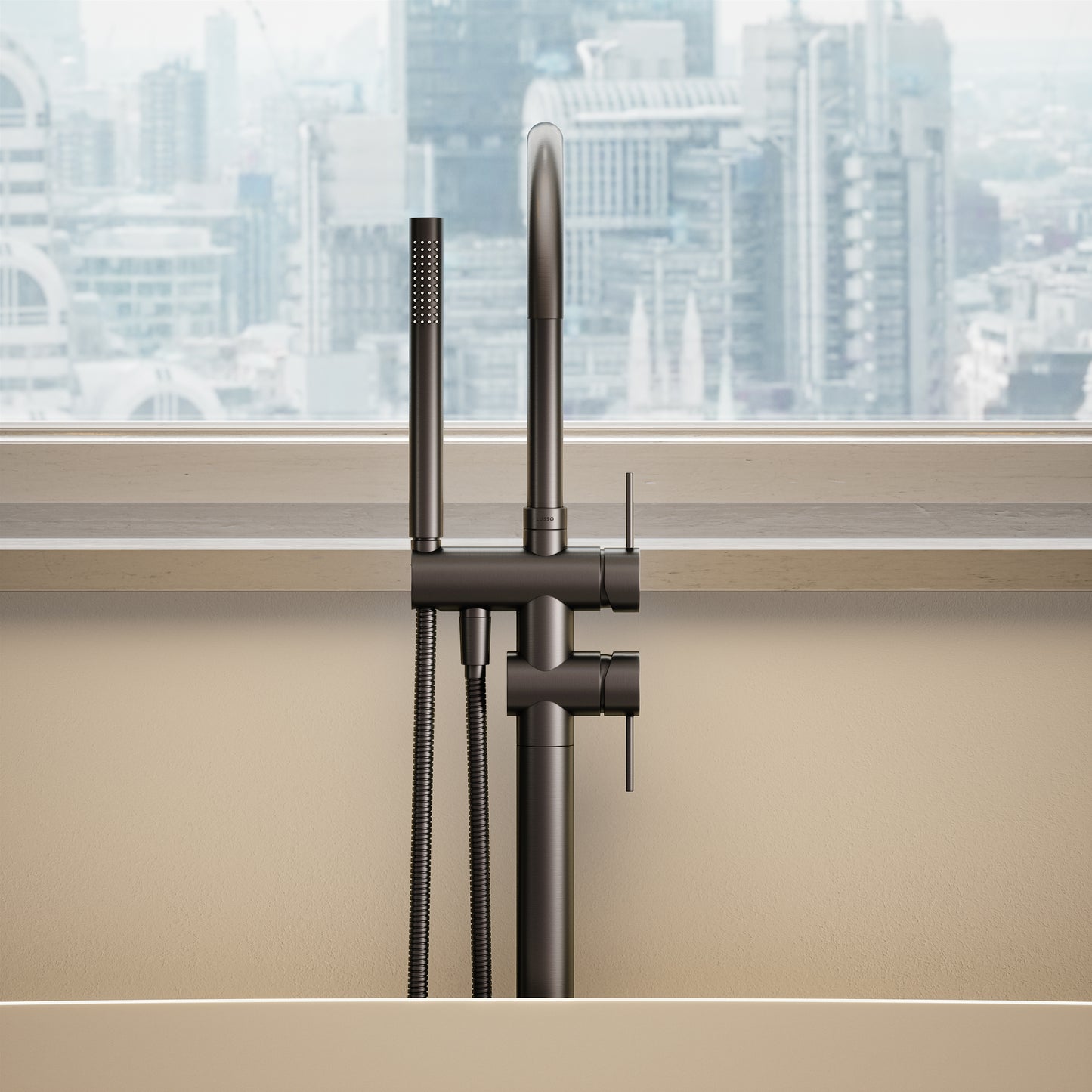 Luxe Deep Bronze Floorstanding Bath Shower Mixer Tap