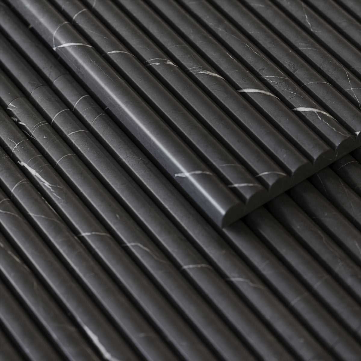 Romano Fluted Pietra Grey Marble Mosaic Tile Sample