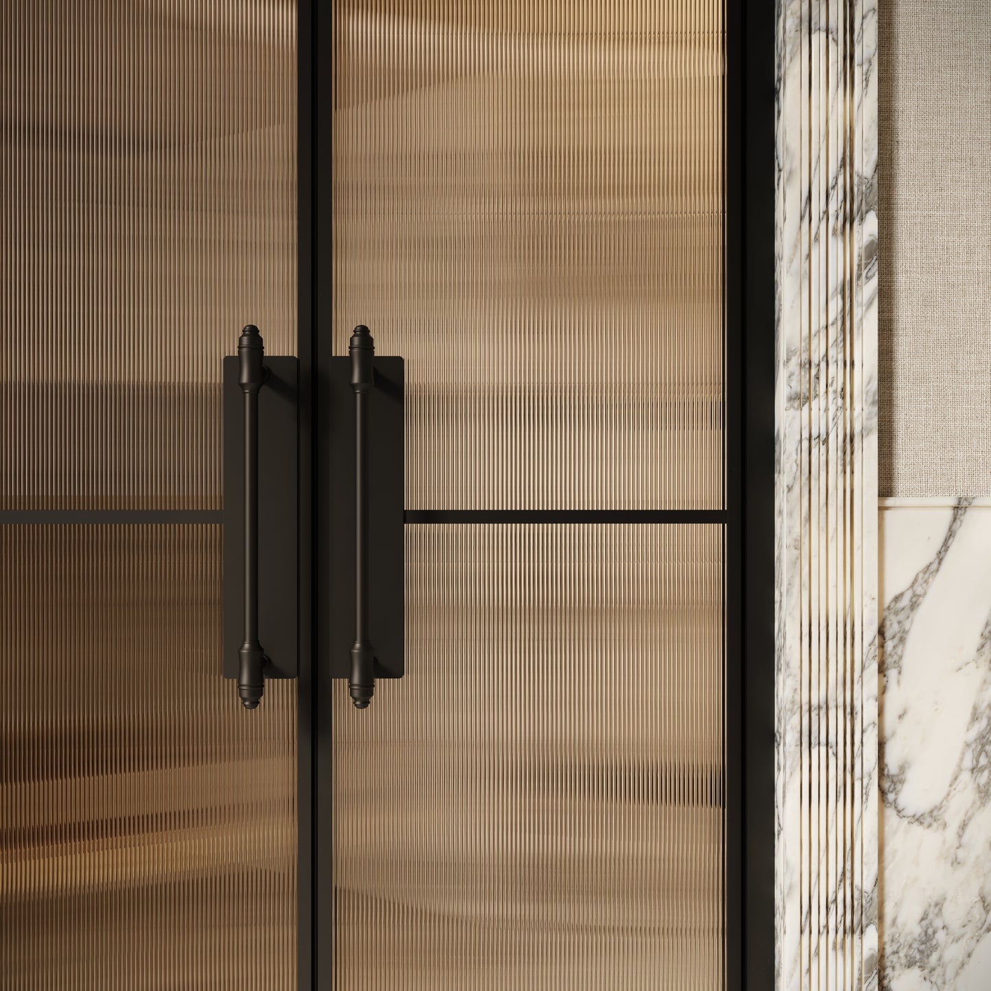 Scanalato Matte Black Double Fluted Shower Door - All Sizes