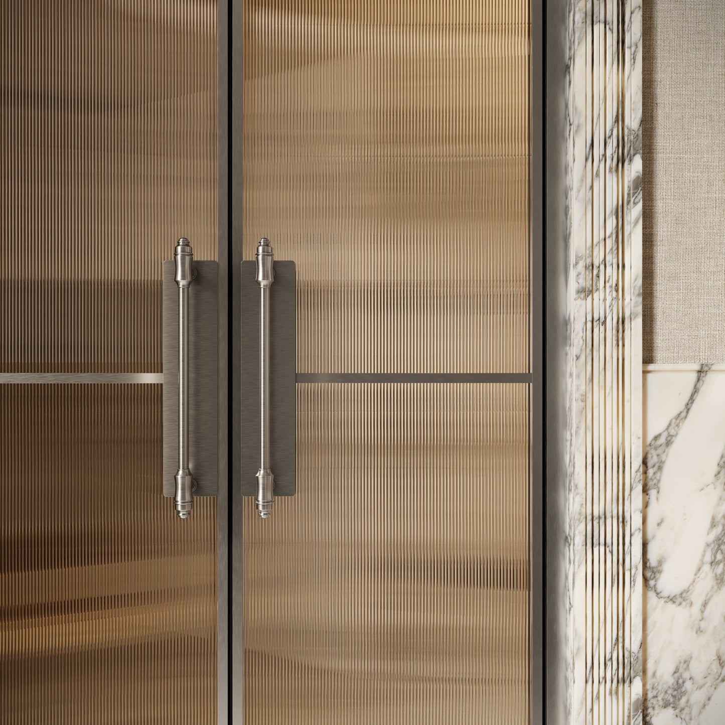 Scanalato Brushed Stainless Double Fluted Shower Door - All Sizes