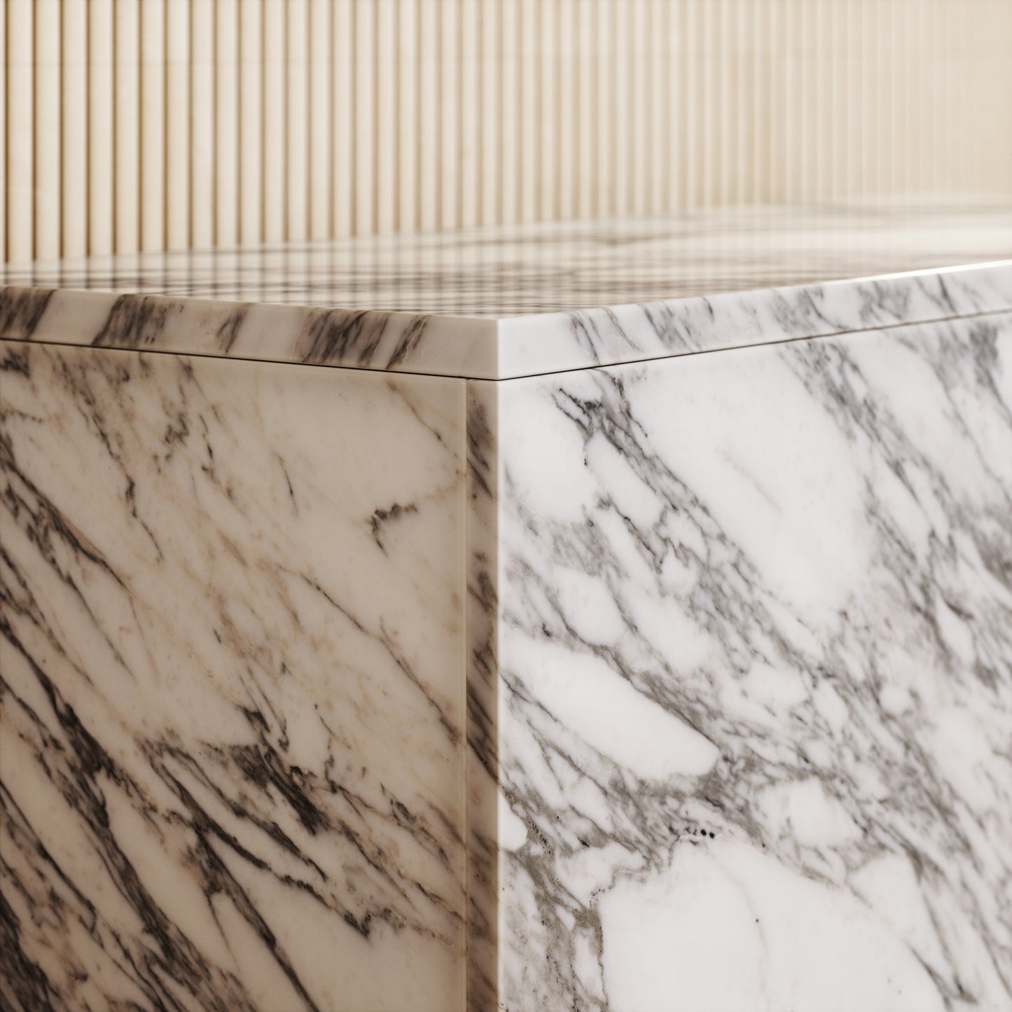 Arabescato Marble Ottoman Storage Box 1000mm