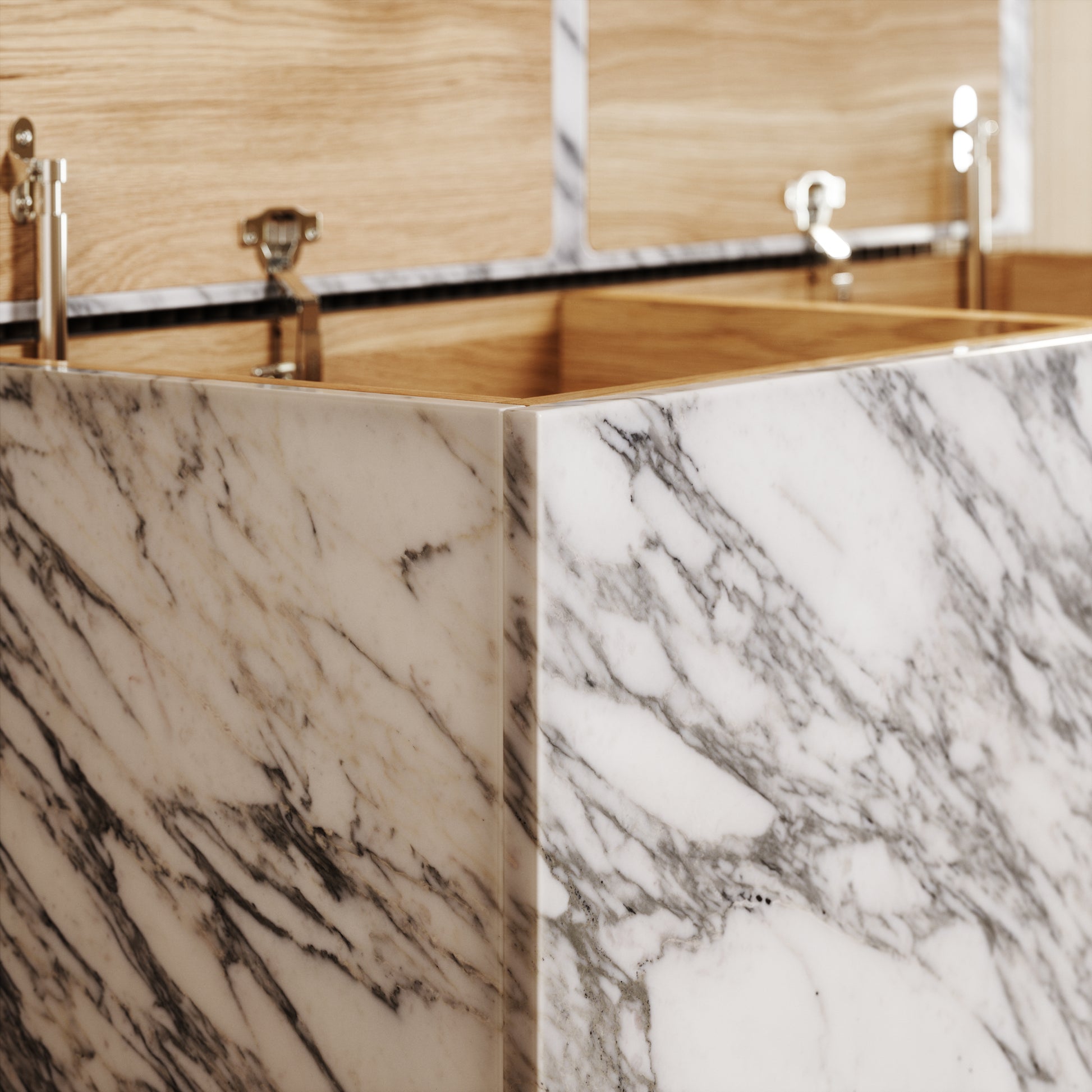 Arabescato Marble Ottoman Storage Box 1000mm