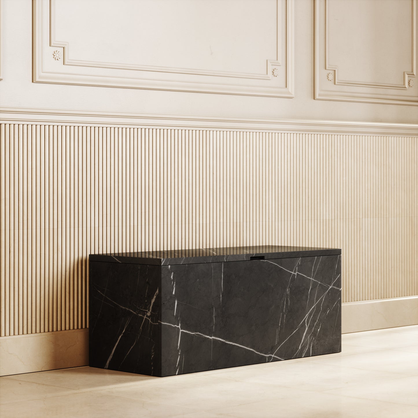 Pietra Grey Marble Ottoman Storage Box 1000mm