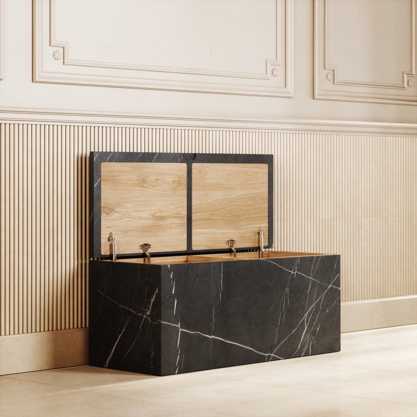 Pietra Grey Marble Ottoman Storage Box 1000mm