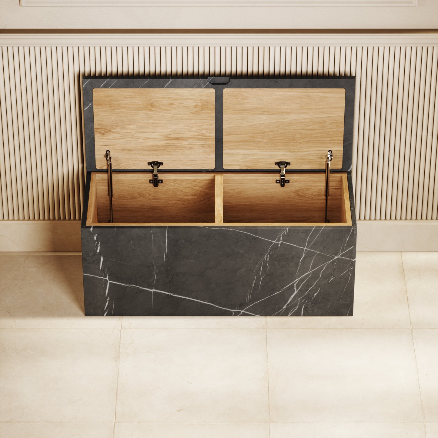 Pietra Grey Marble Ottoman Storage Box 1000mm