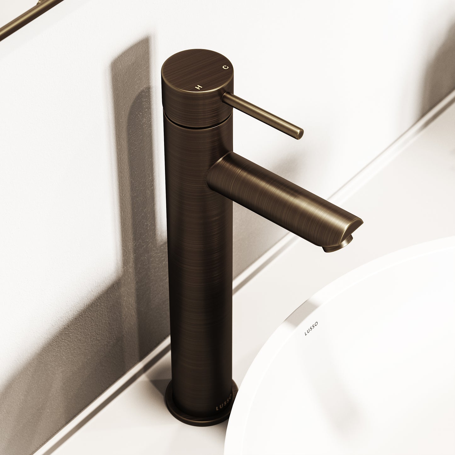 Luxe Monobloc Brushed Bronze Basin Tall Mixer Tap