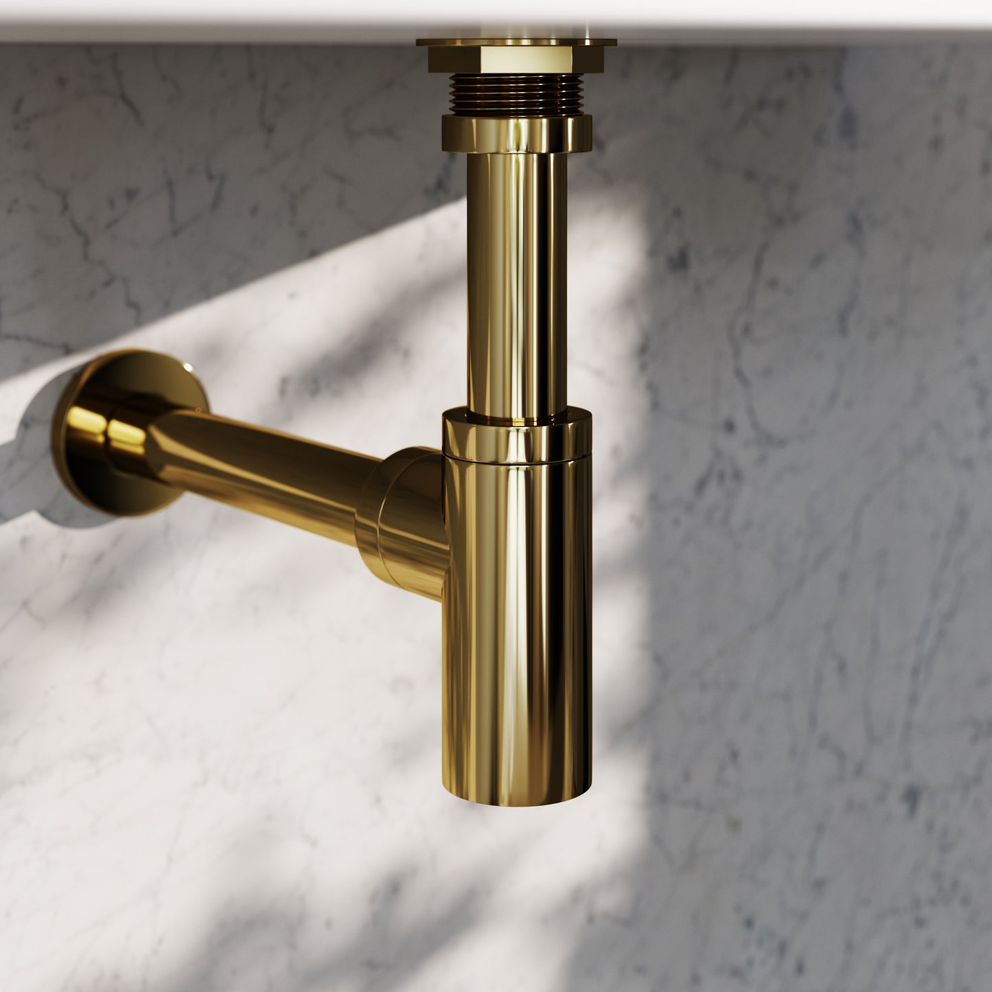 Luxe Polished Brass Round Bottle Trap