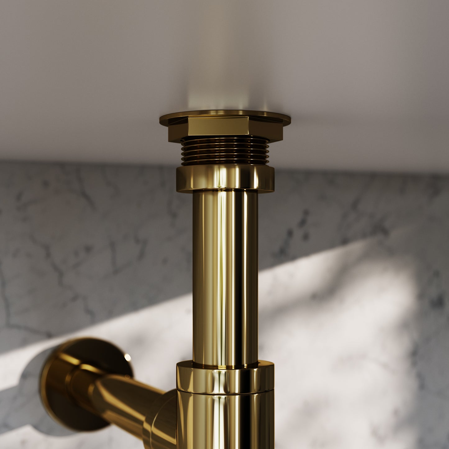 Luxe Polished Brass Round Bottle Trap
