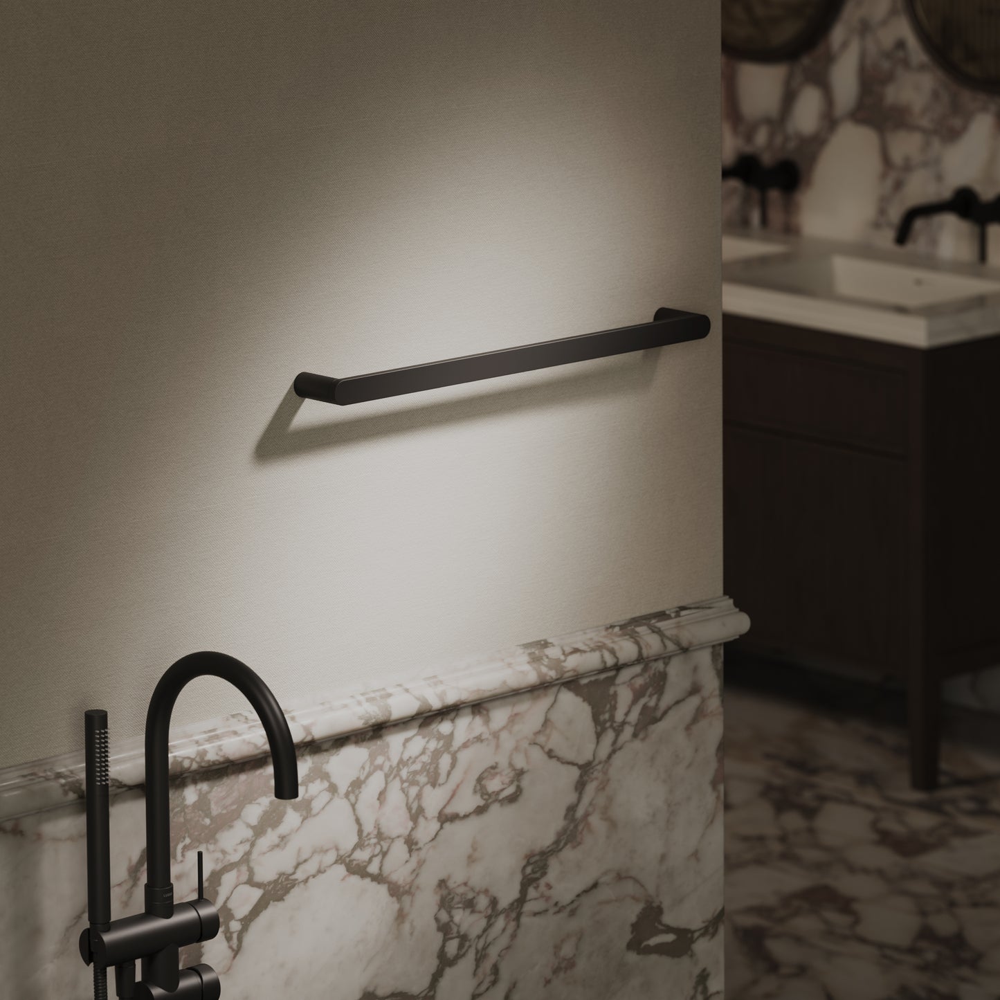 Luxe Matte Black Towel Bar Rail 600mm