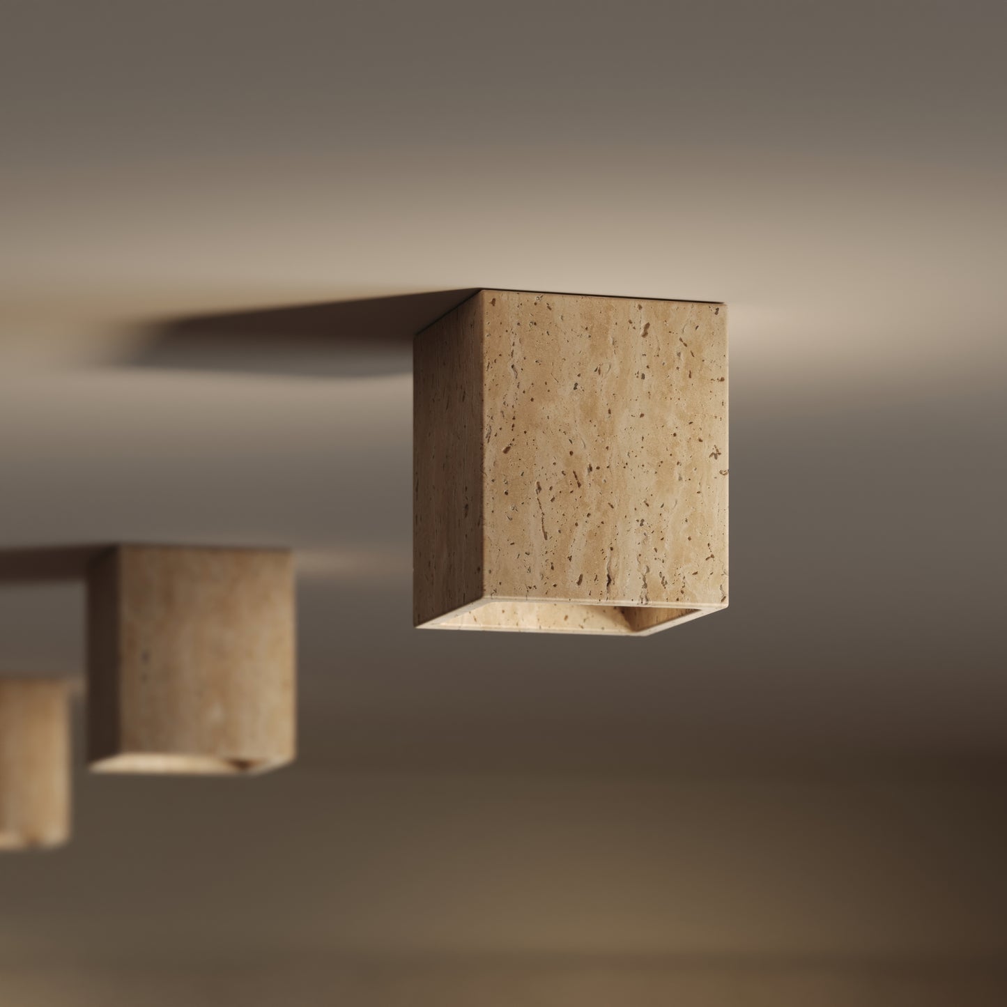 Mastro Travertine Square Ceiling Light 100mm