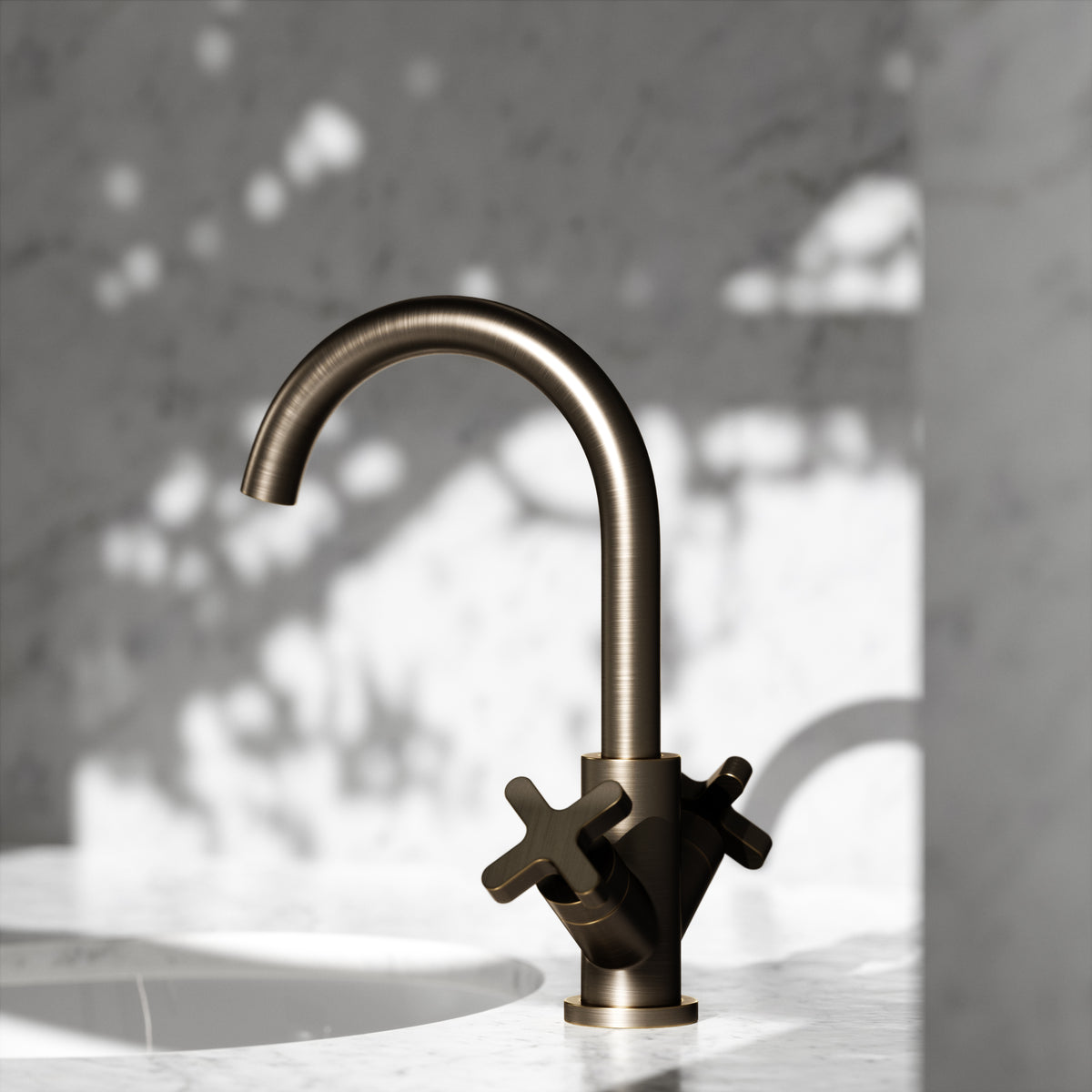 Regal Brushed Bronze Crosshead Basin Mixer Tap