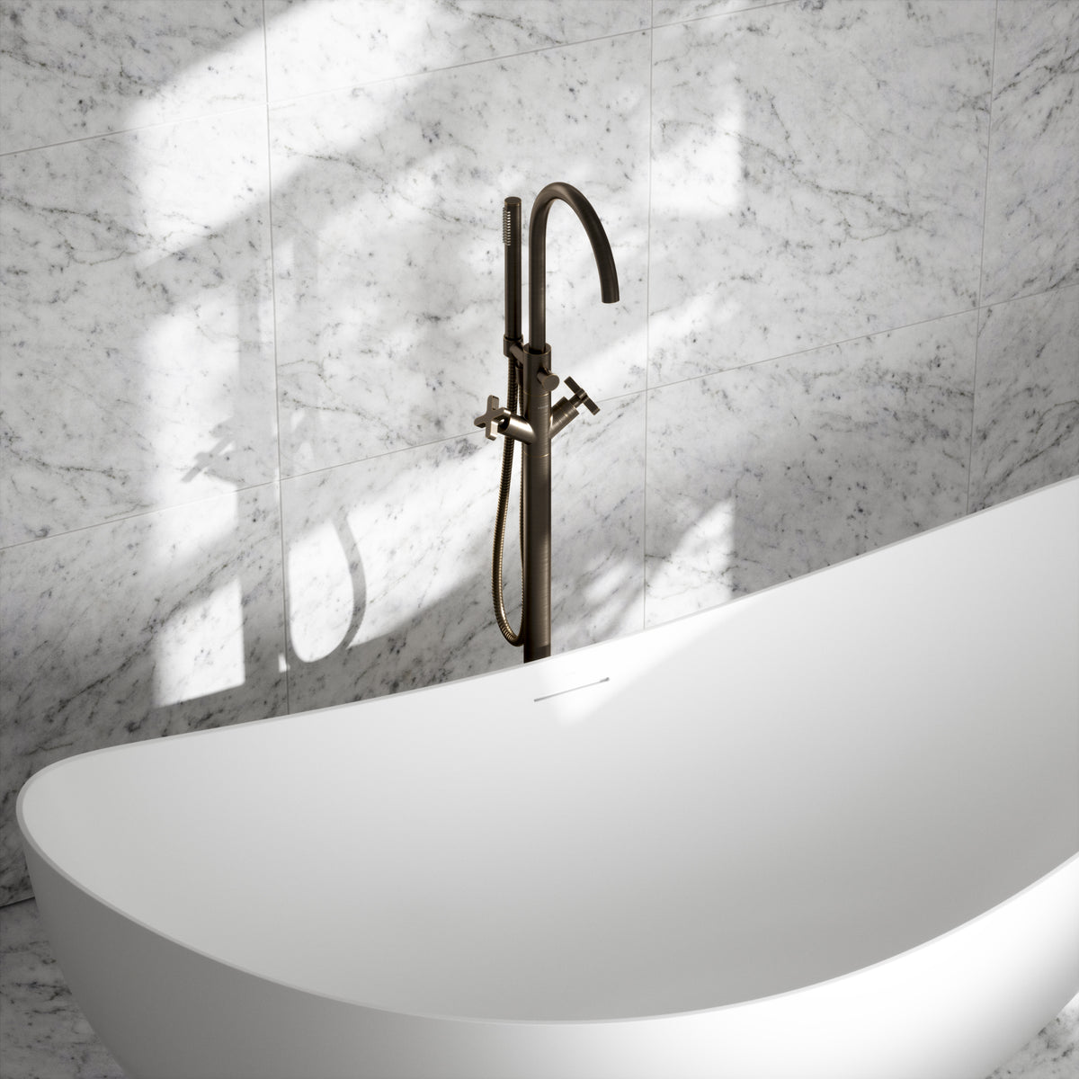 Regal Brushed Bronze Crosshead Floorstanding Bath Shower Filler Tap
