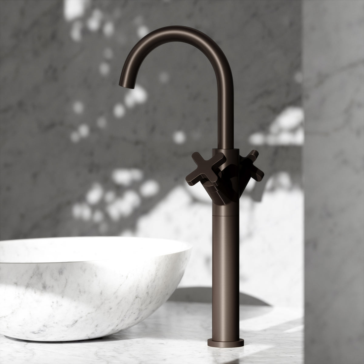 Regal Deep Bronze Crosshead Tall Basin Mixer Tap