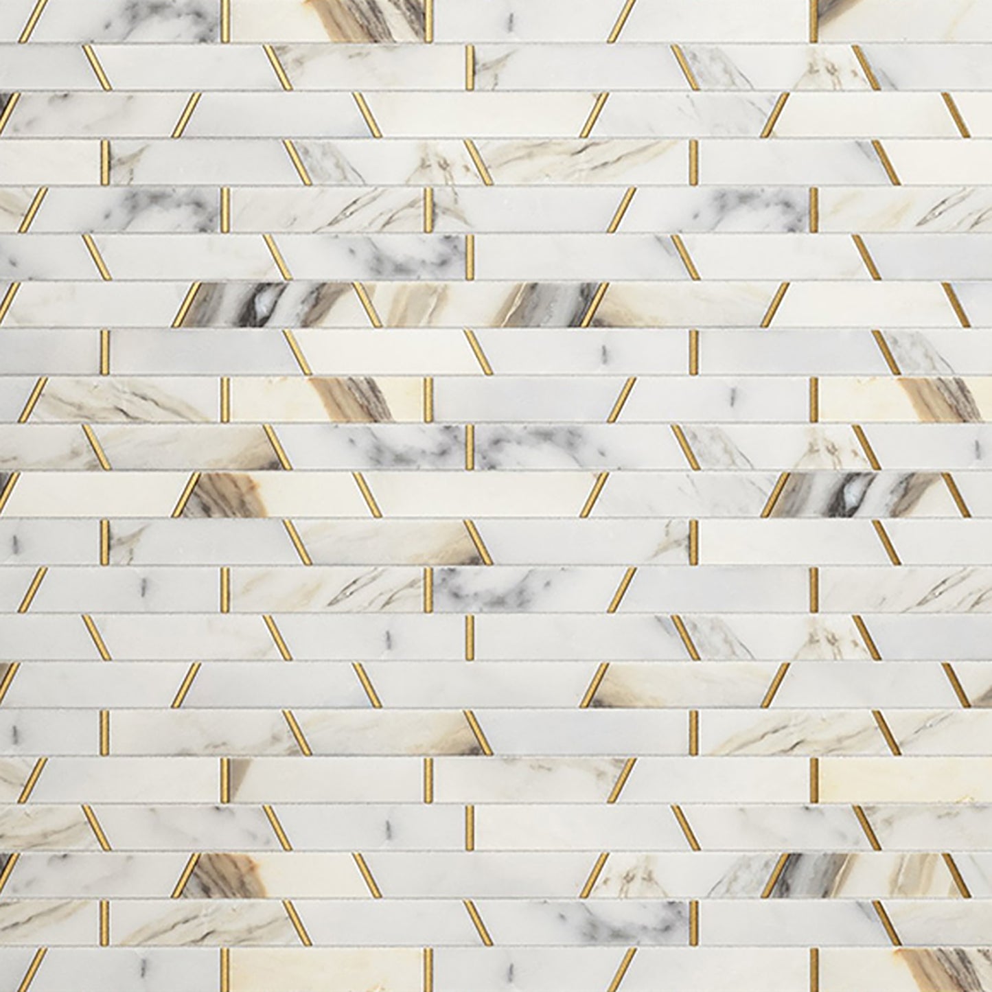 Riviera Calacatta Marble & Brass Mosaic Tile Sample