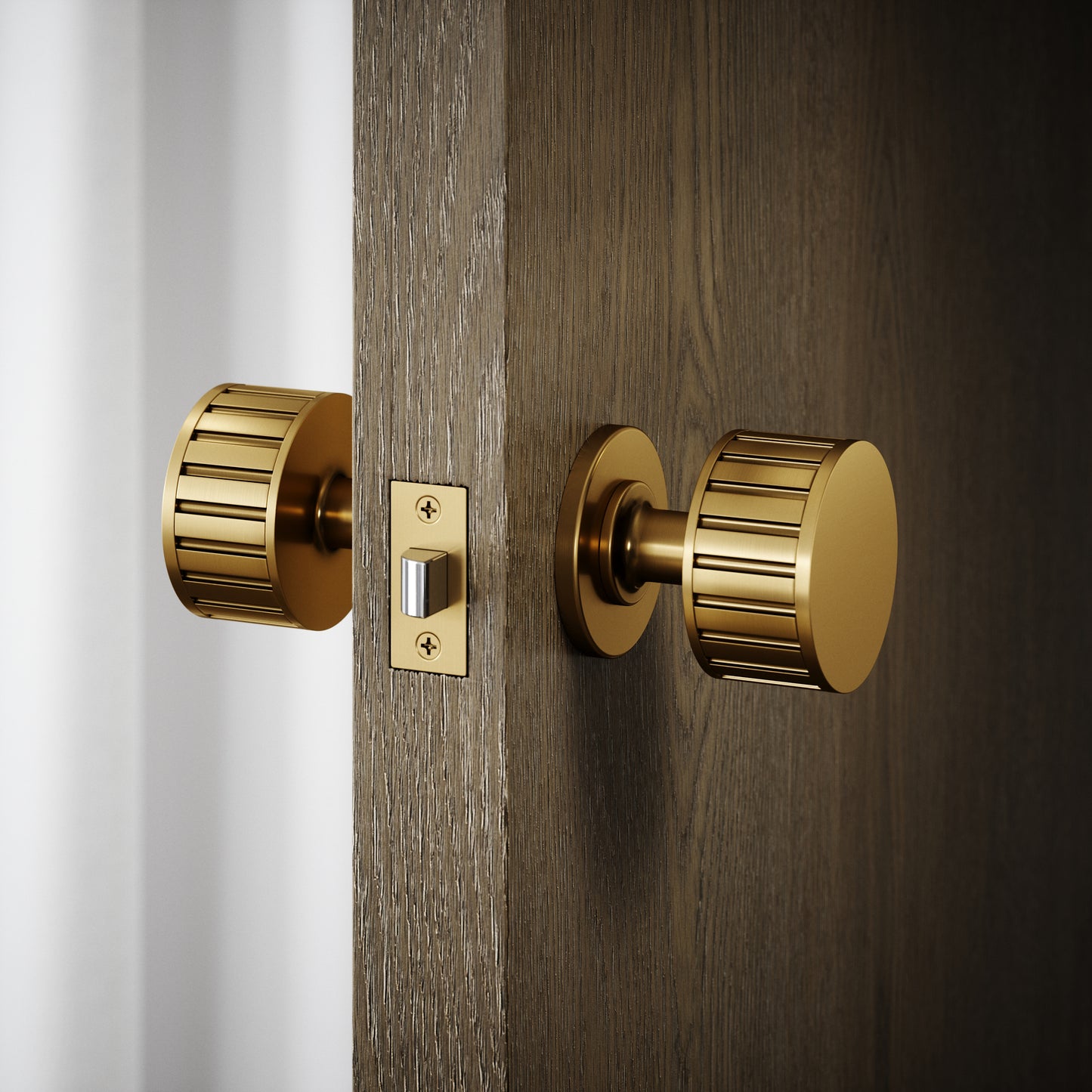 Royal Ascot Brushed Gold Deep Flute Mortice Door Knobs