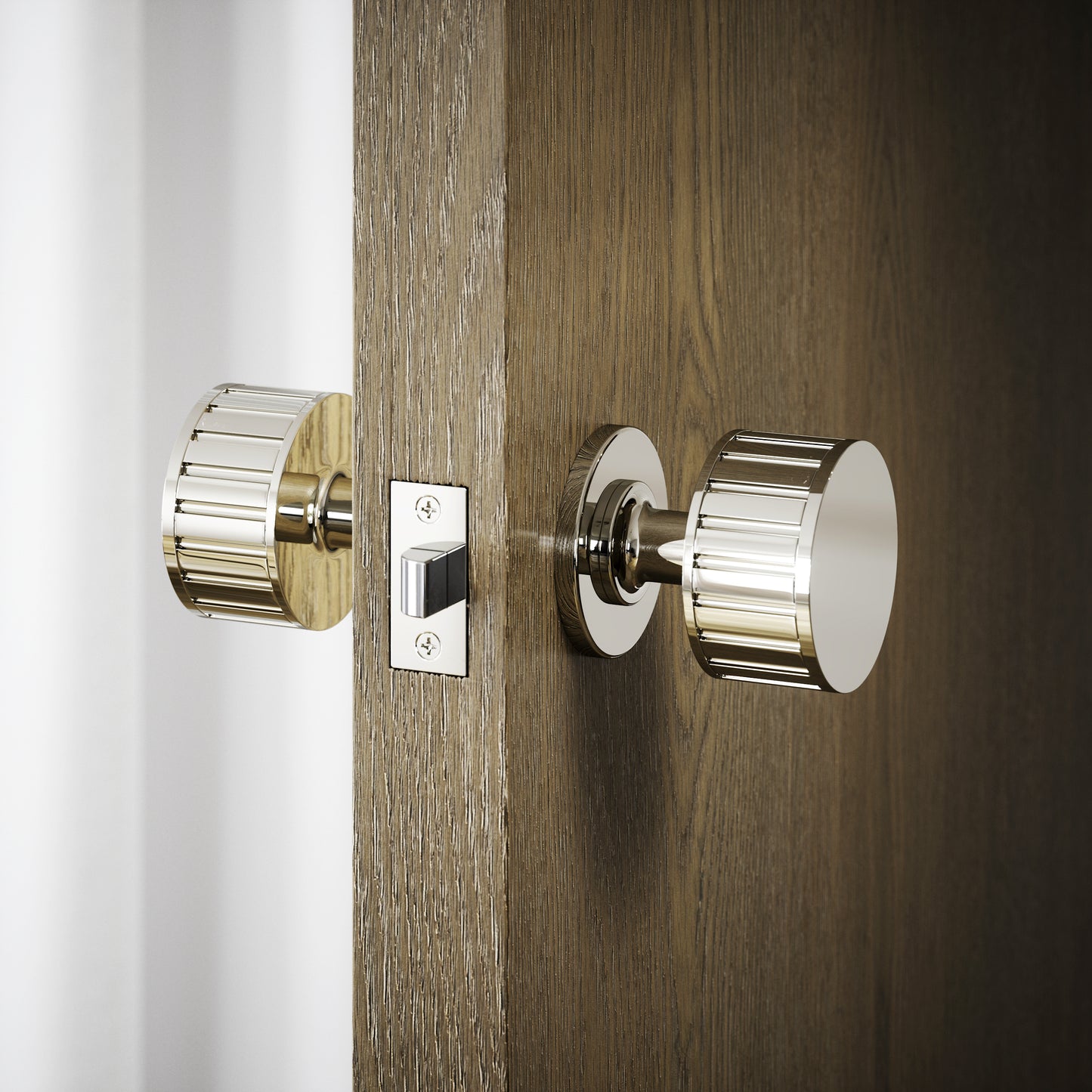 Royal Ascot Polished Nickel Deep Flute Mortice Door Knobs