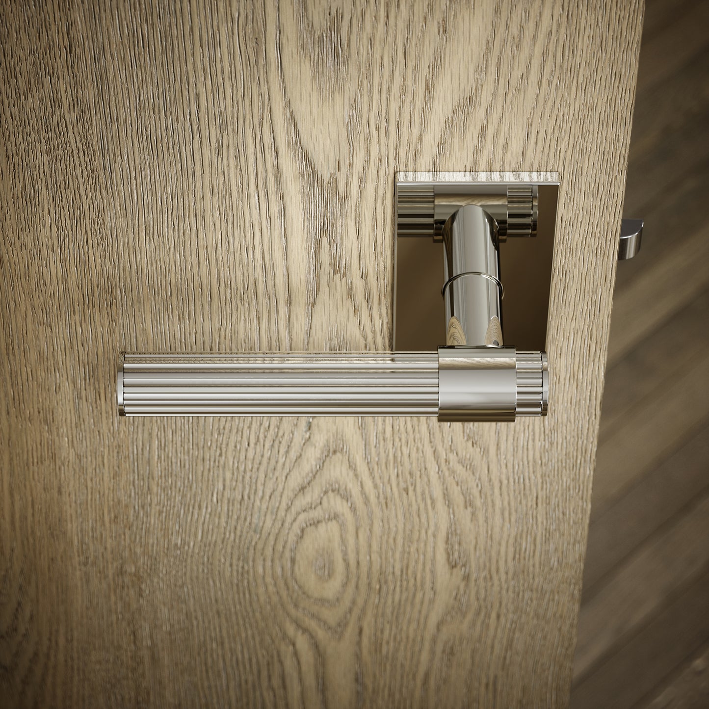 Royal Oak Plate Polished Nickel Deep Flute Lever Door Handles