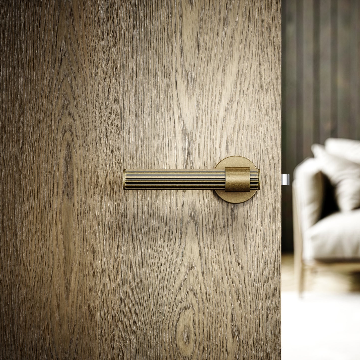 Royal Oak Aged Bronze Deep Flute Lever Door Handles