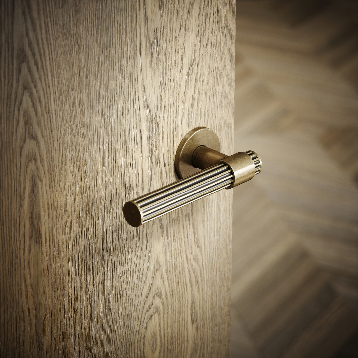 Royal Oak Aged Bronze Deep Flute Lever Door Handles