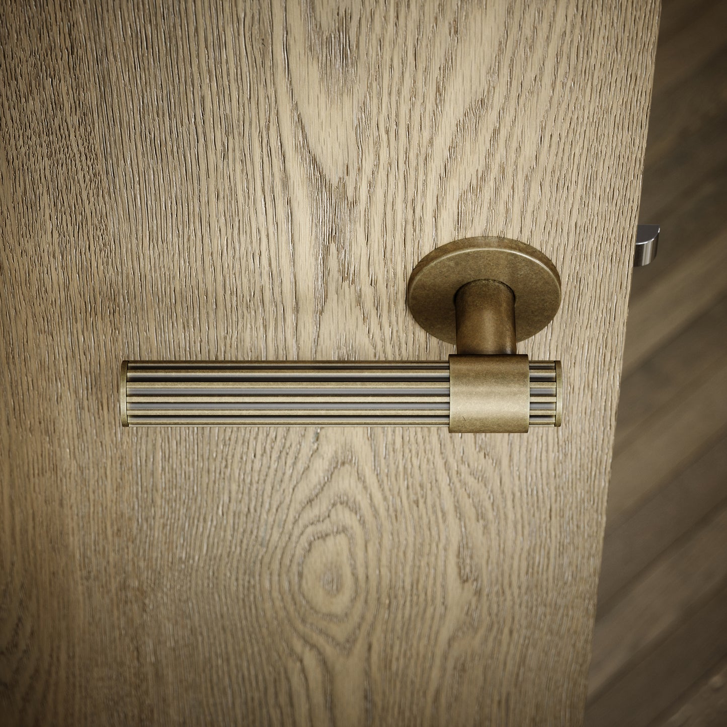 Royal Oak Aged Bronze Deep Flute Lever Door Handles