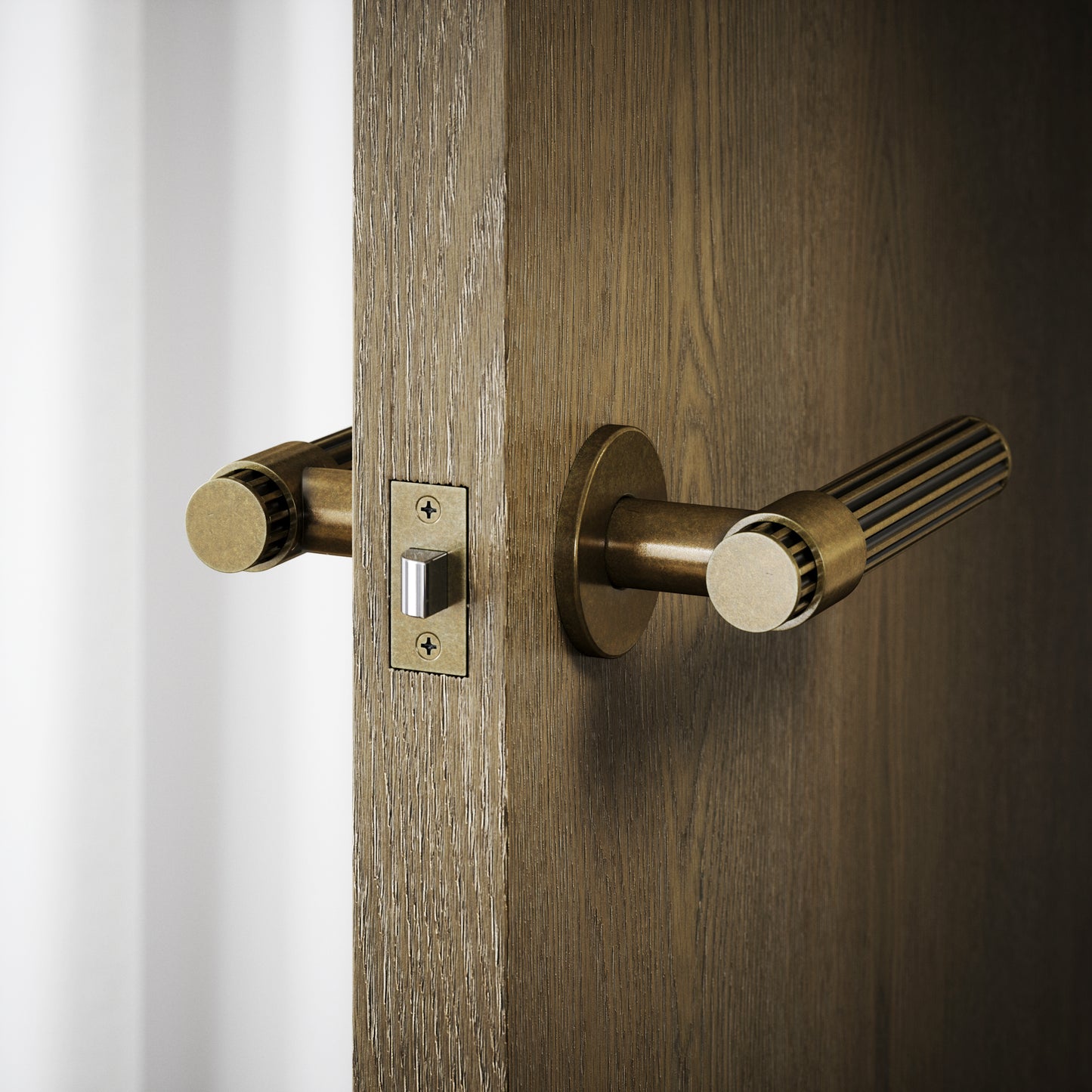 Royal Oak Aged Bronze Deep Flute Lever Door Handles