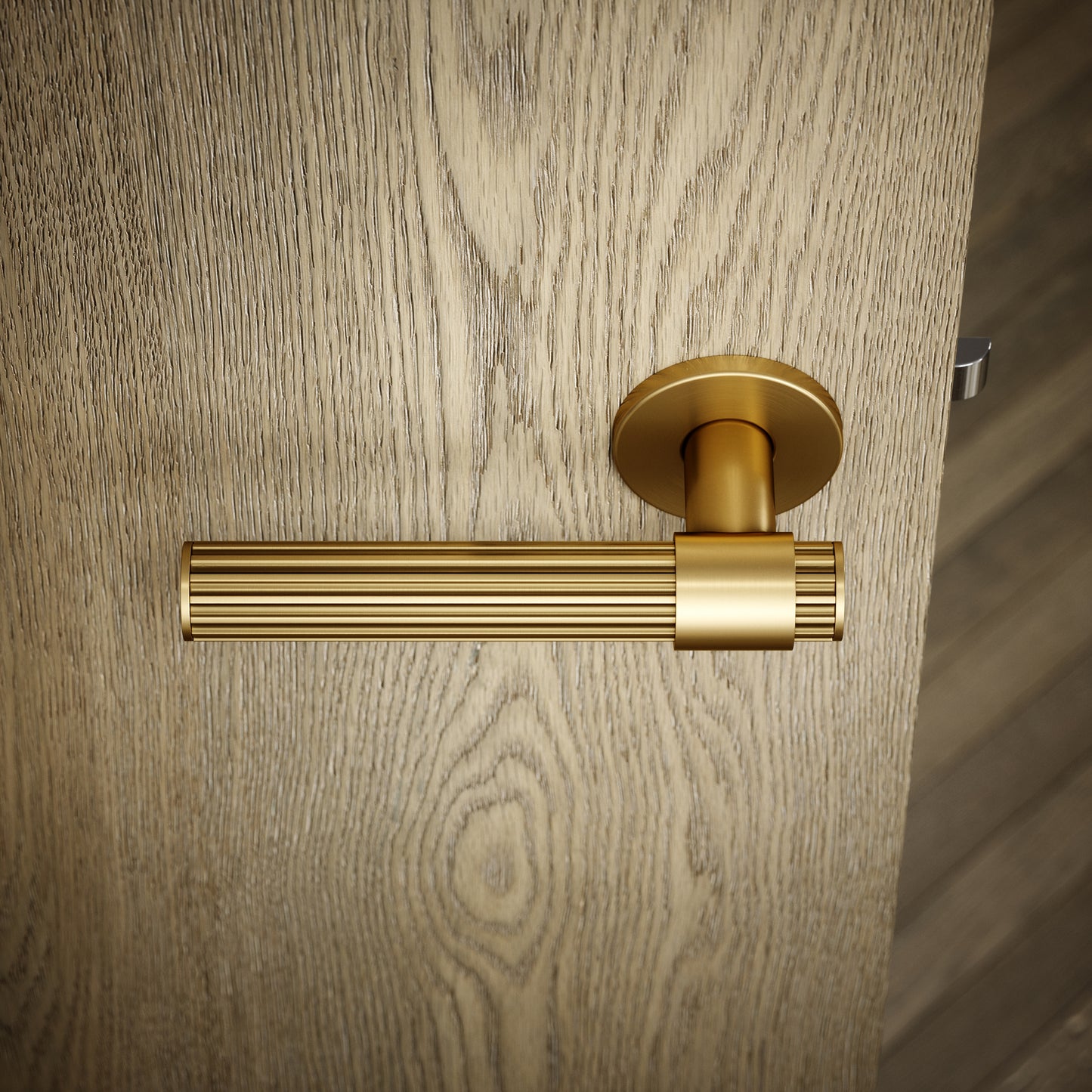 Royal Oak Brushed Gold Deep Flute Lever Door Handles