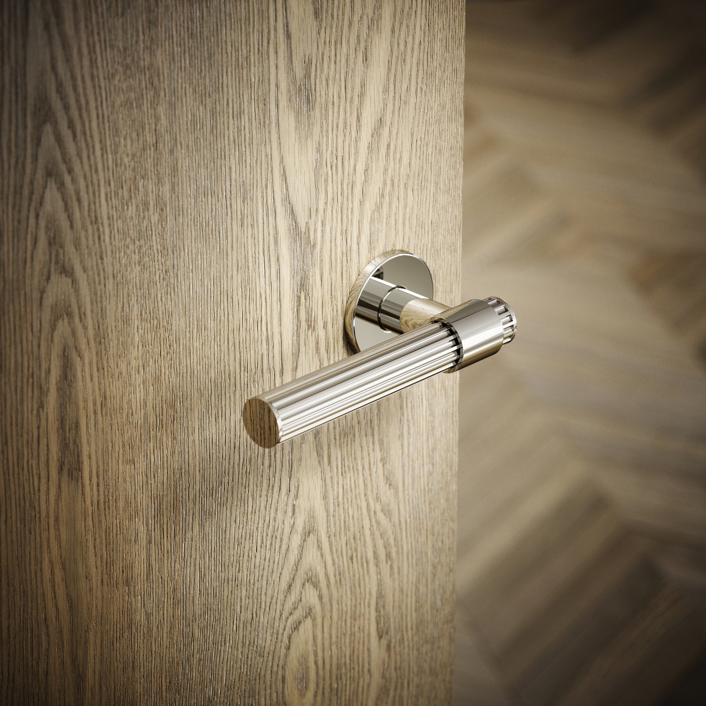 Royal Oak Polished Nickel Deep Flute Lever Door Handles