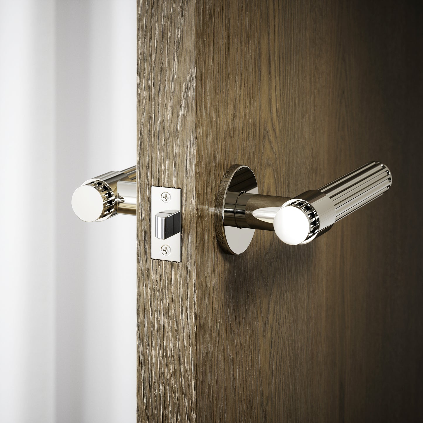 Royal Oak Polished Nickel Deep Flute Lever Door Handles