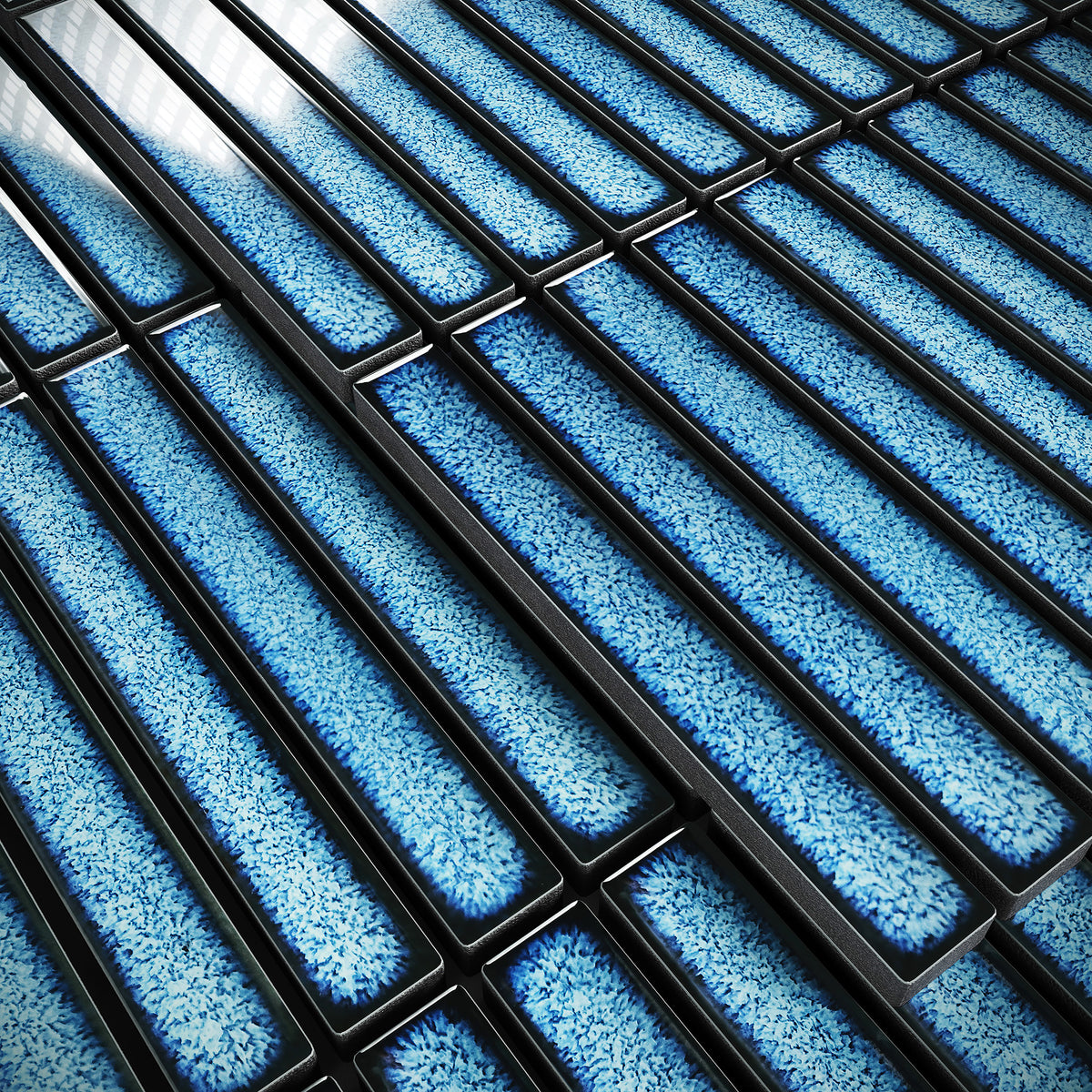 Stick Mosaic Ocean Mist Blue Glazed Porcelain Tile Sample