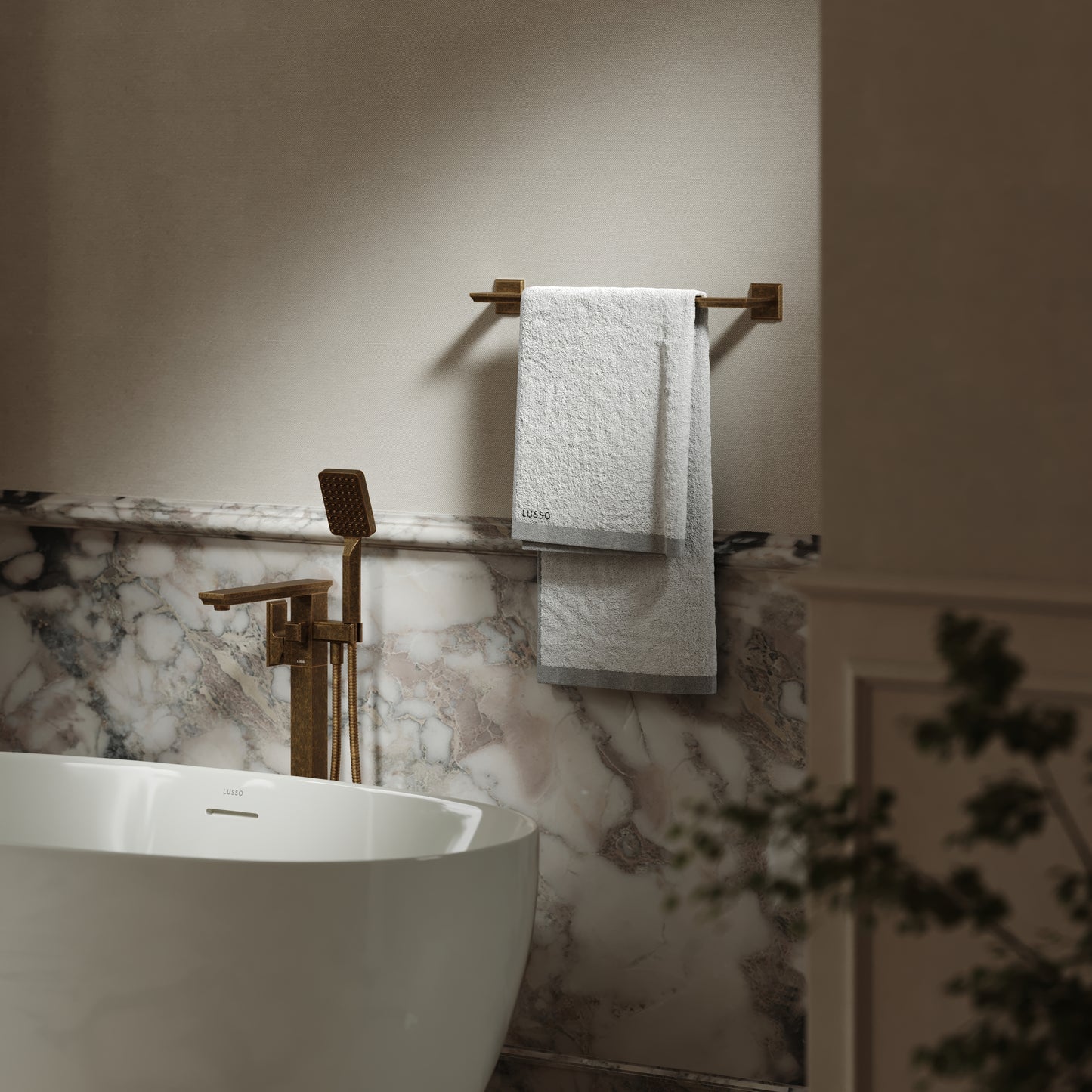 Baroque Aged Bronze Towel Bar Rail 523mm