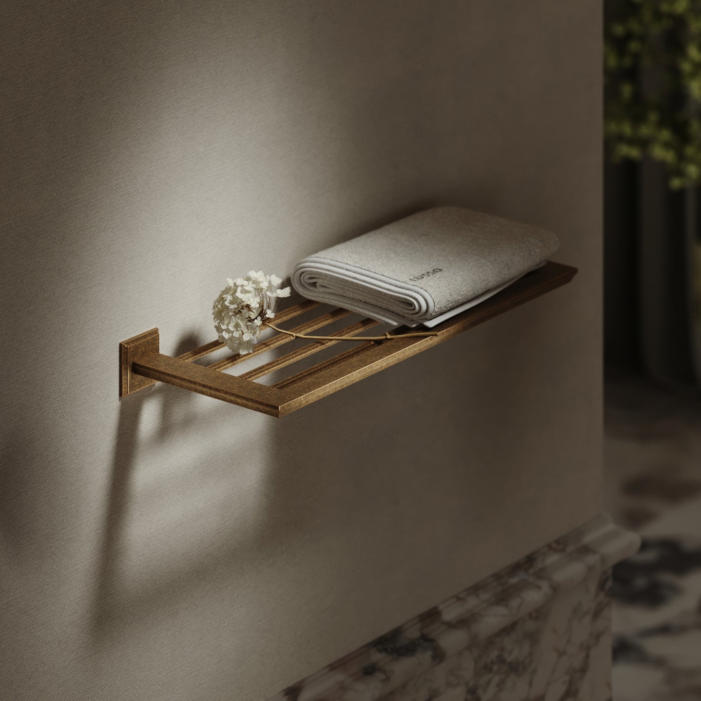 Baroque Aged Bronze Towel Shelf
