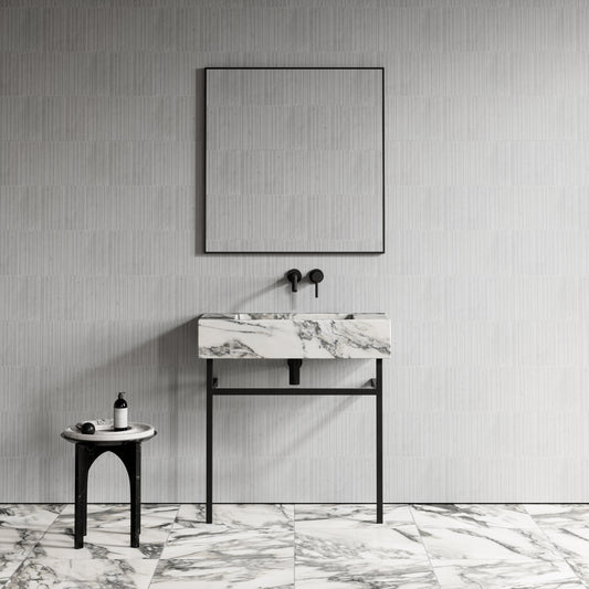 Vernante Arabescato Marble Matte Black Vanity Unit 800mm