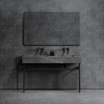 Vernante Pietra Grey Marble Matte Black Vanity Unit 1400mm