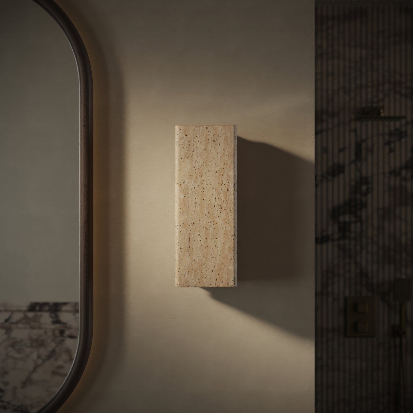 Vento Travertine IP65 Round Wall Sconce Light 290mm