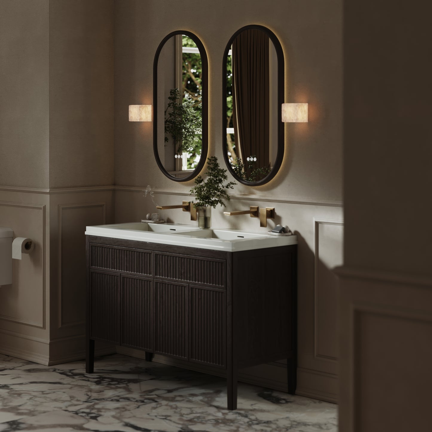 Baroque Aged Bronze Wall Mounted Basin Mixer Tap