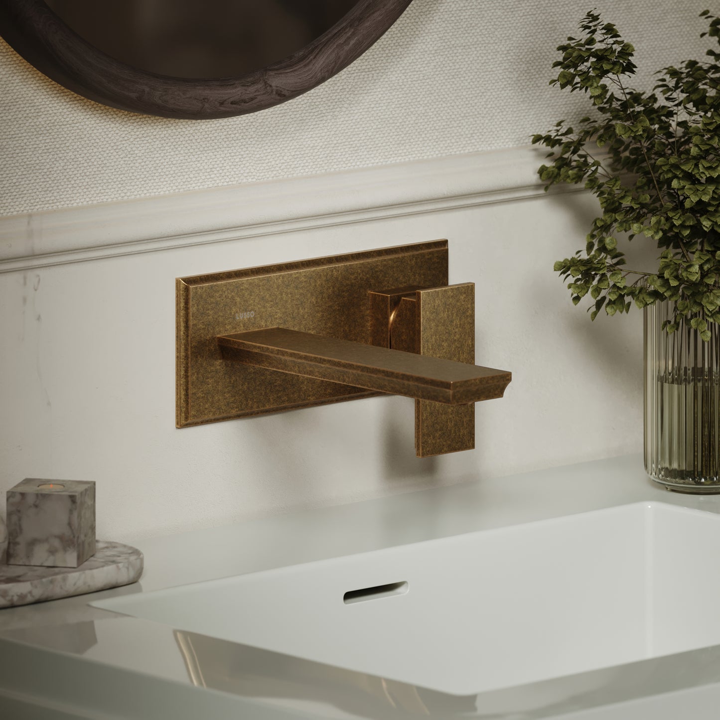 Baroque Aged Bronze Wall Mounted Basin Mixer Tap