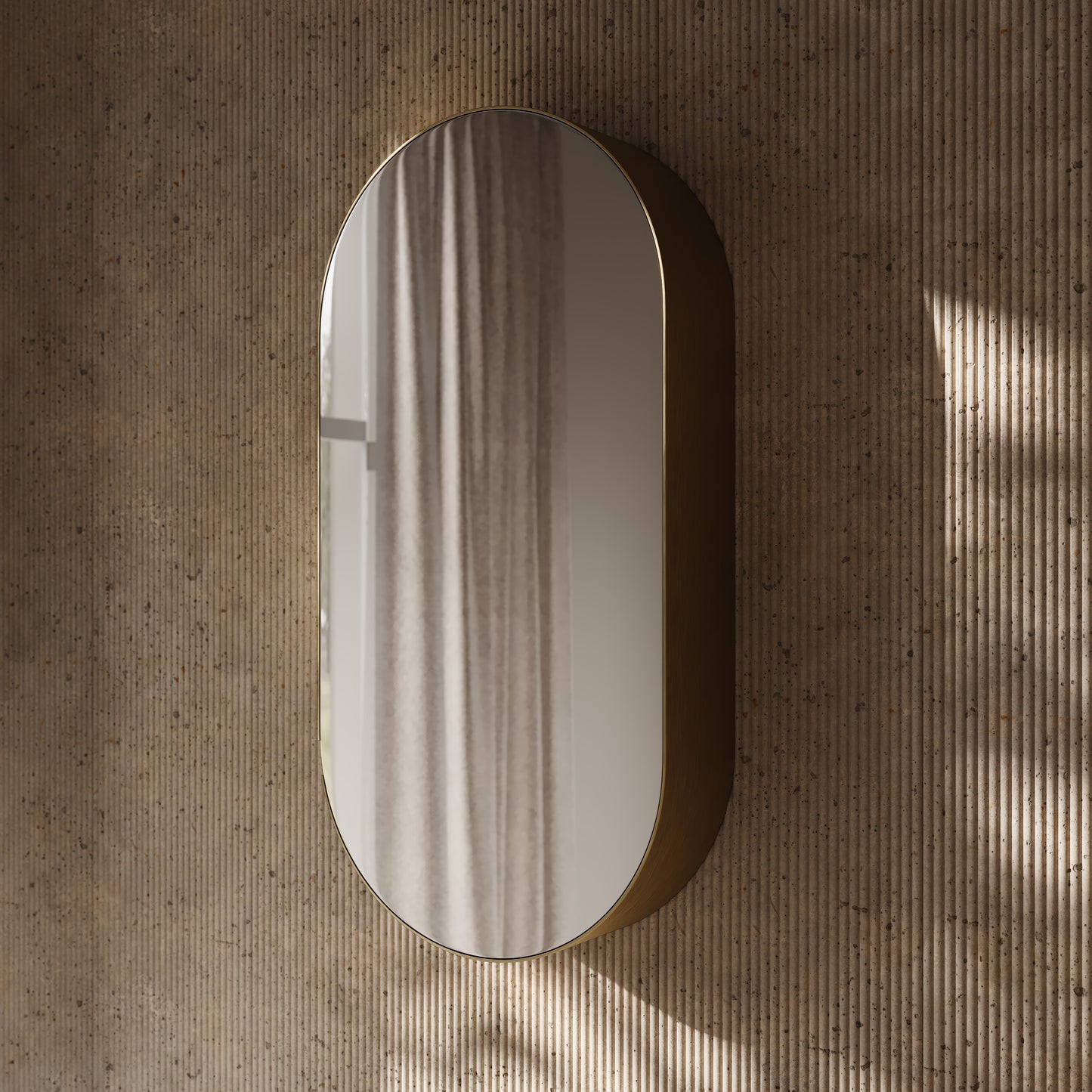 Zenith Brushed Gold Oval LED Mirror Cabinet 450mm
